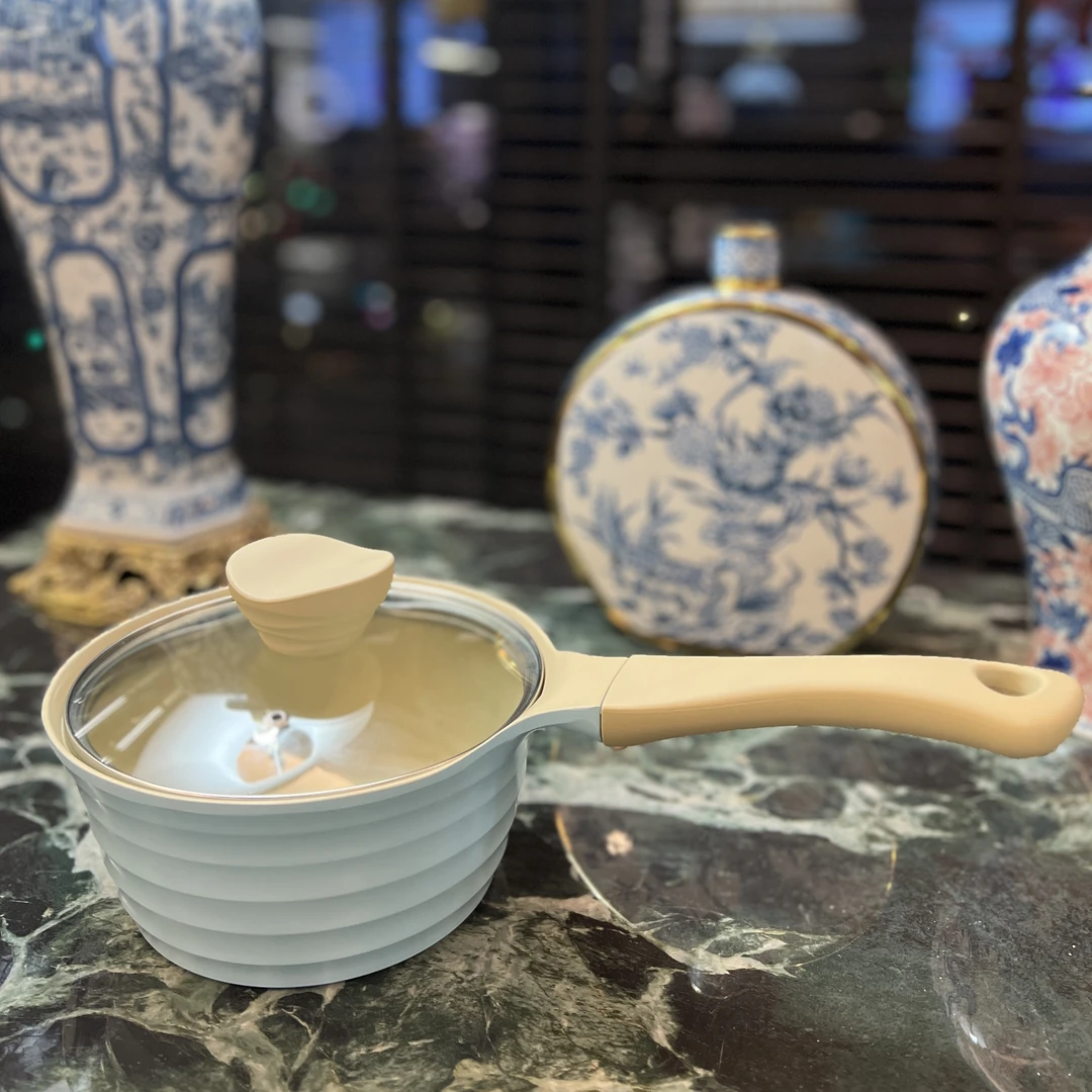 陶瓷18cm蓝外贸蓝奶锅宝宝辅食出口小煮锅