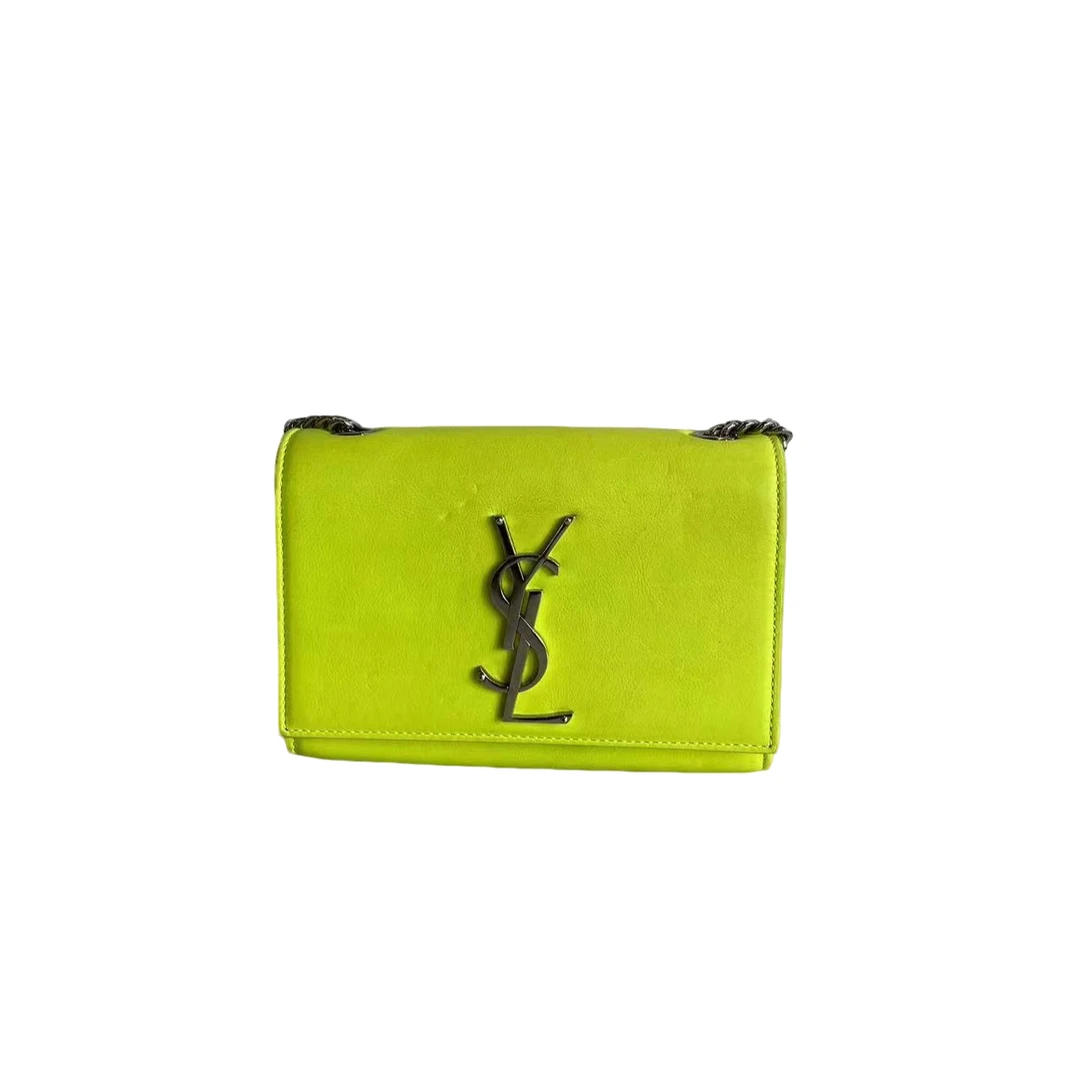 95新 YSL/圣罗兰 YSL/圣罗兰 荧光绿kate斜挎包97新bwz9035
