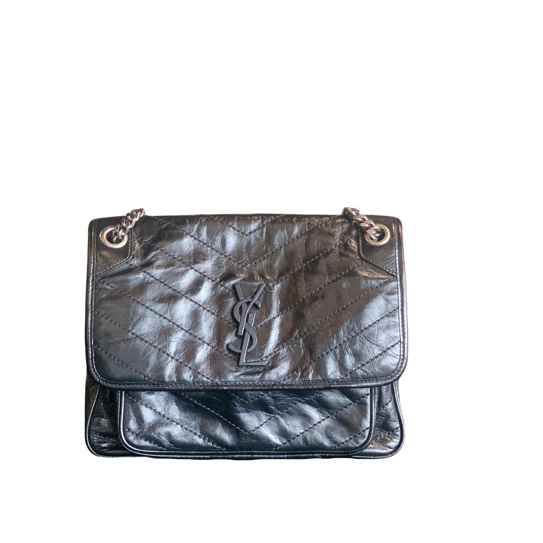 95新 YSL/圣罗兰 YSL/圣罗兰 黑色niki小号斜挎包bwz10537