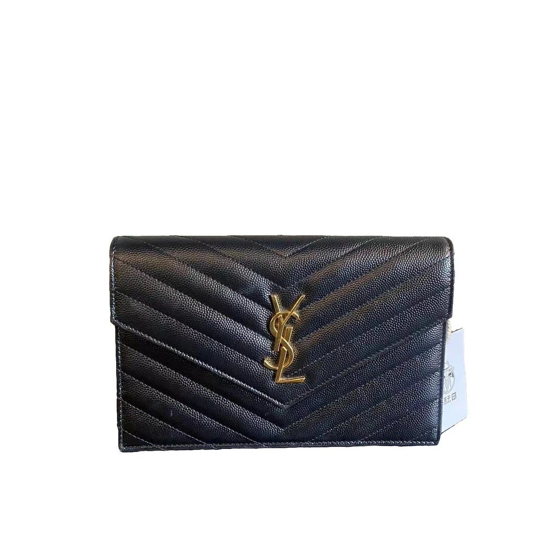 95新 YSL/圣罗兰 YSL/圣罗兰 黑金信封小号9斜跨包7新bwz8512