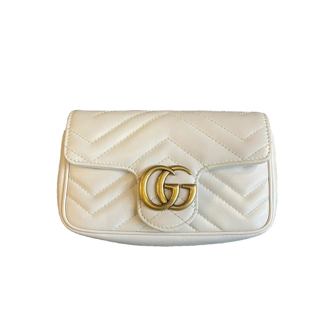 95新 GUCCI/古驰 GUCCI/古驰 marmont mini白色斜挎包97新bwz9102