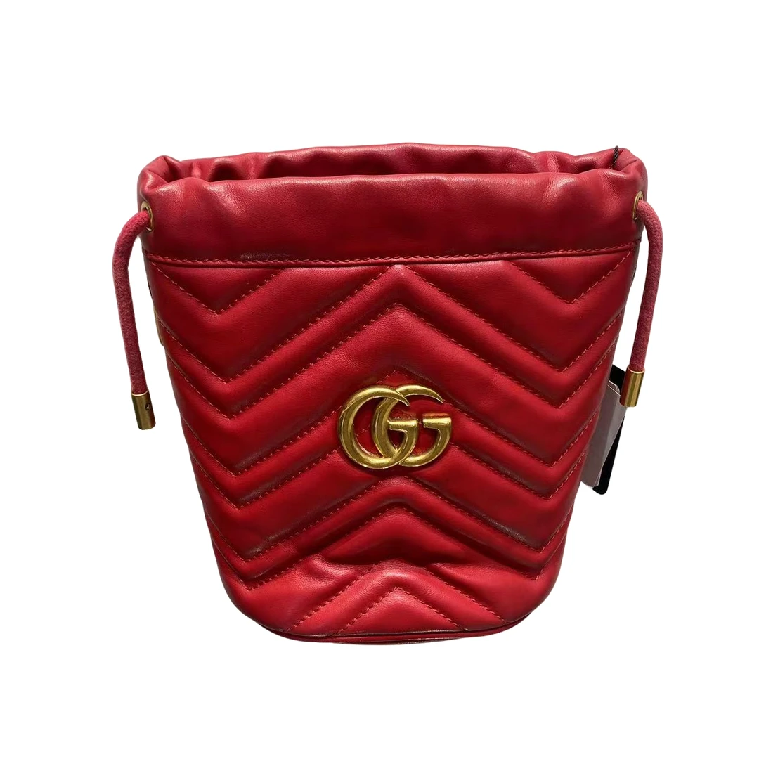 95新 GUCCI/古驰 GUCCI/古驰 marmont红色水桶斜跨包97新