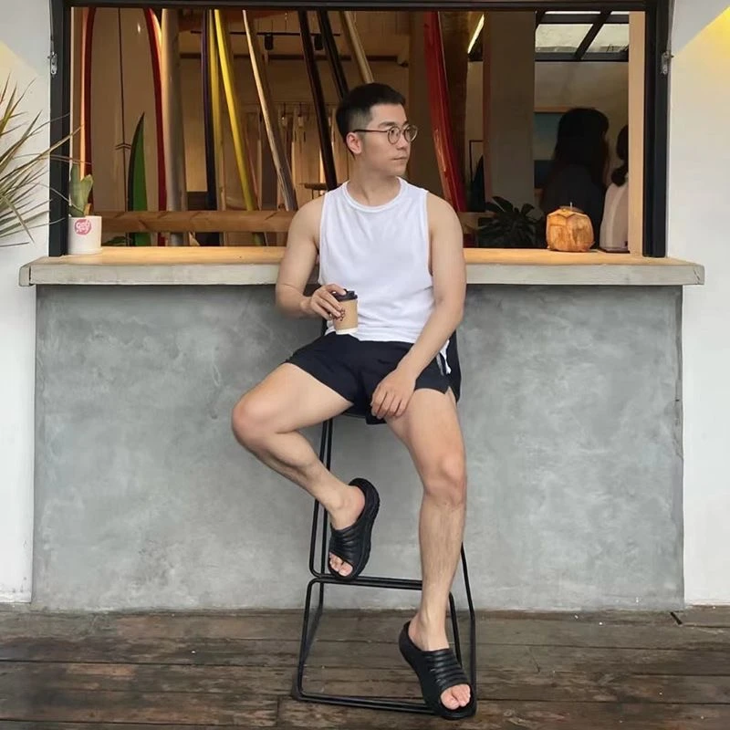 HO-KA男士夏季新款外穿居家增高防臭防滑运动拖鞋厚底一字拖鞋