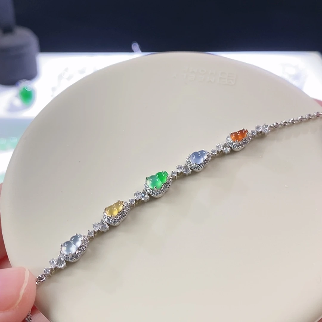 【闪购商品】翡翠手链18K金镶嵌手链