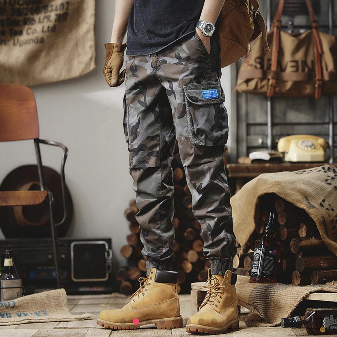 夏季新款宽松男士工装裤迷彩裤户外弹力休闲裤潮流百搭多口袋男裤