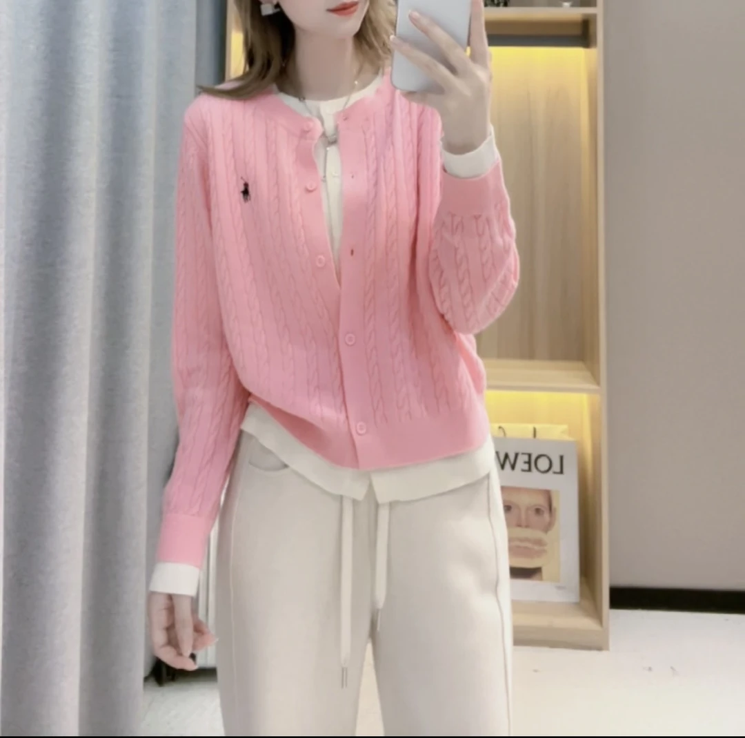 JL【100全羊毛麻花假两件开衫外套 】2025早春新款长袖针织开衫外套