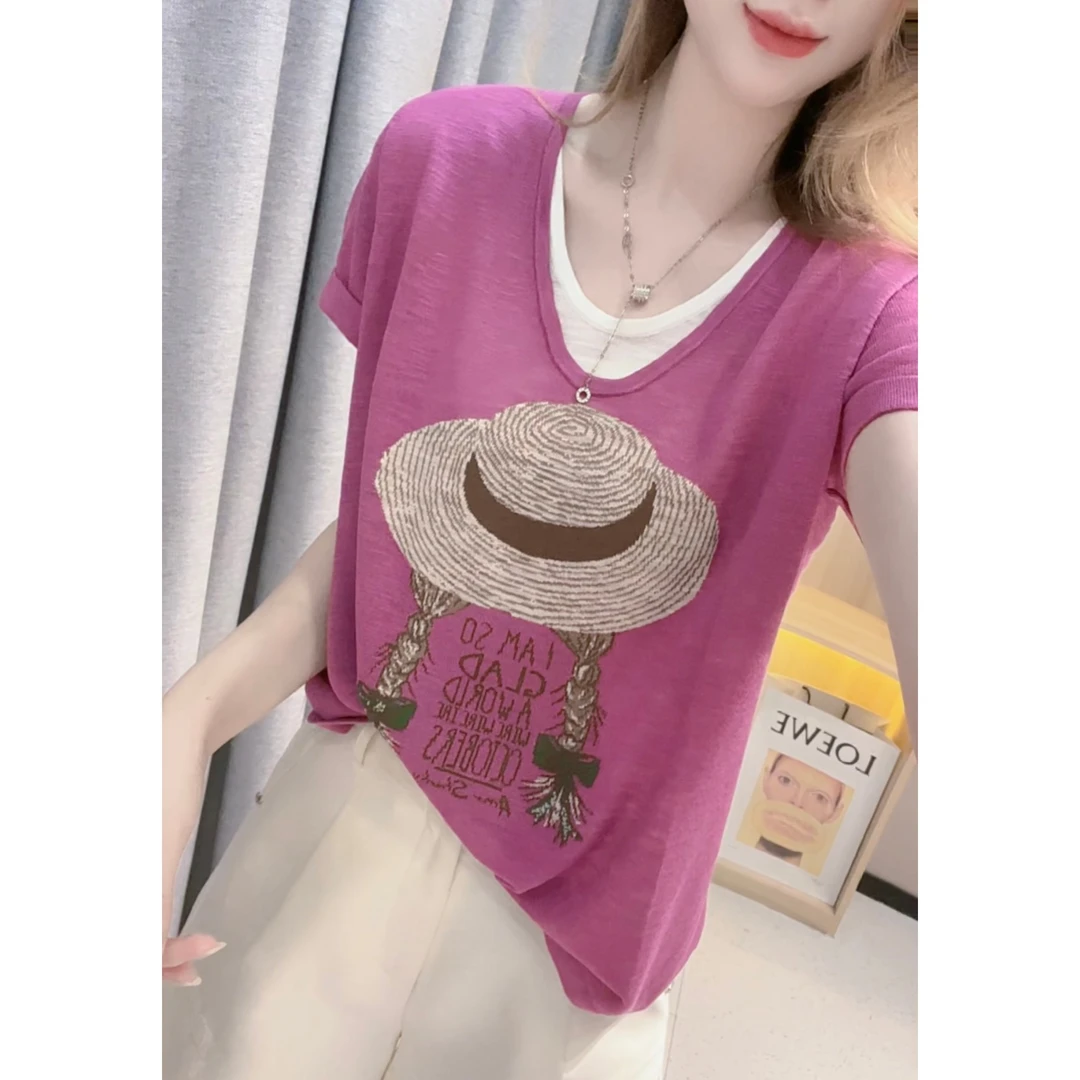 JL【沙滩帽子假两件】夏季新款时尚设计感针织衫上衣-B