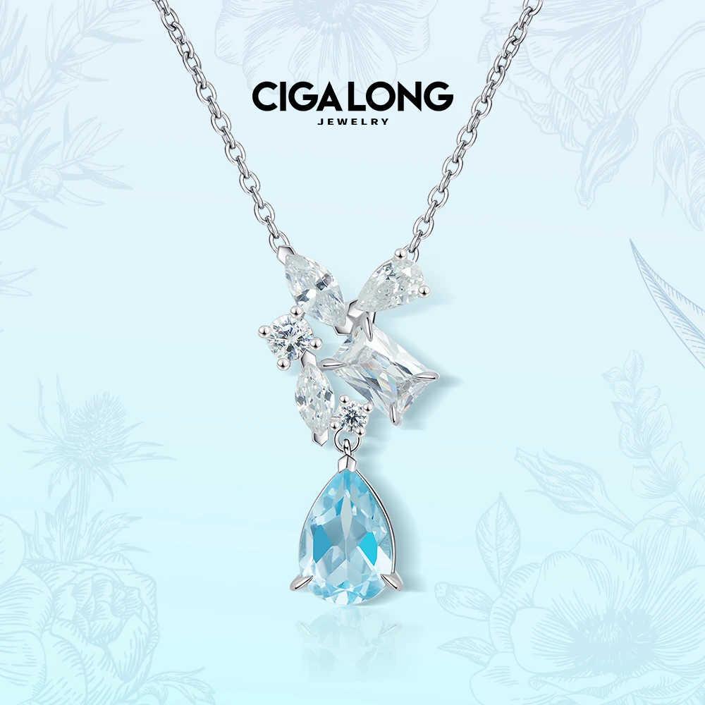CIGALONG S925银镶托帕石项链/耳坠花园
