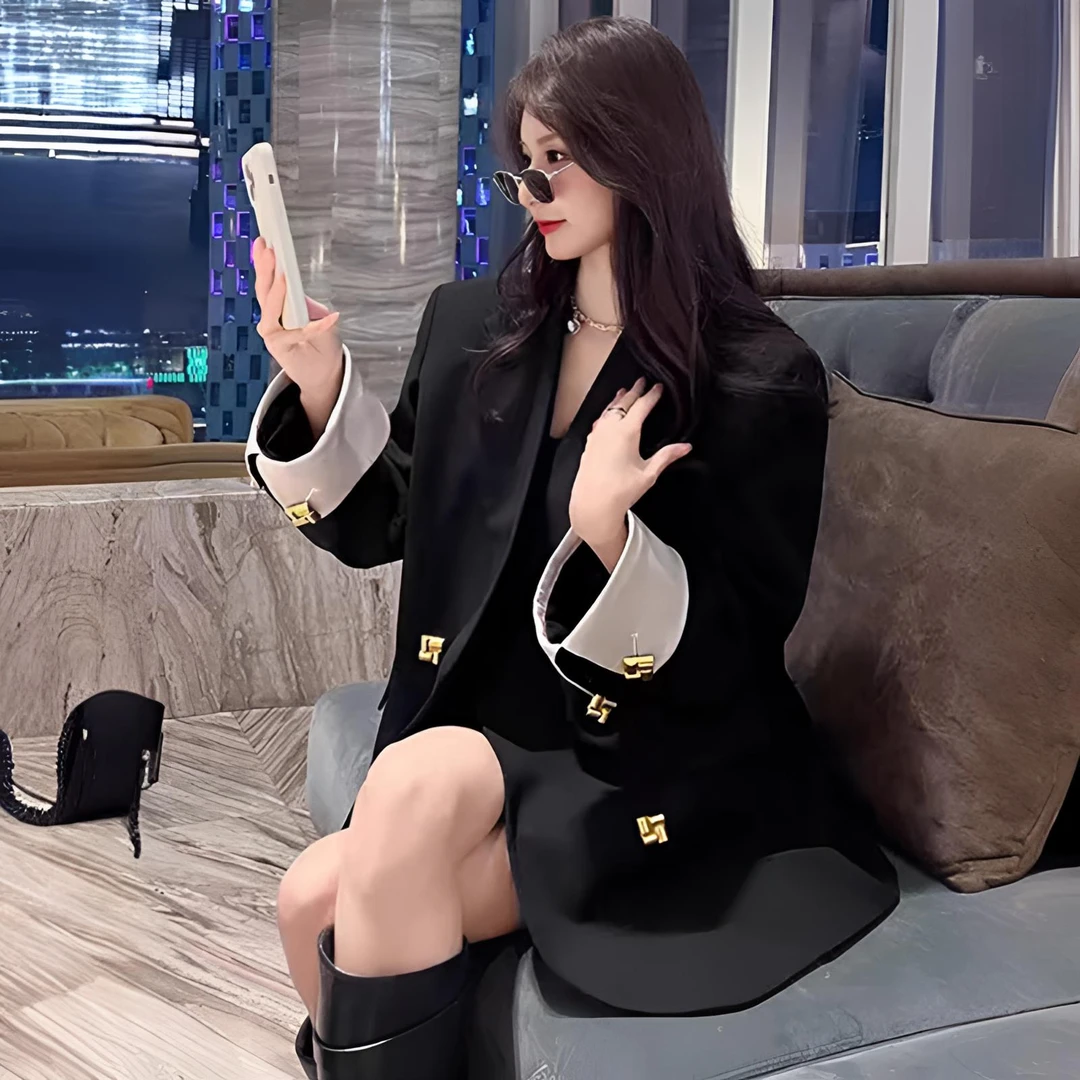 0200韩版显瘦休闲气质时尚百搭外套宽松西装新款秋季韩系西服上衣