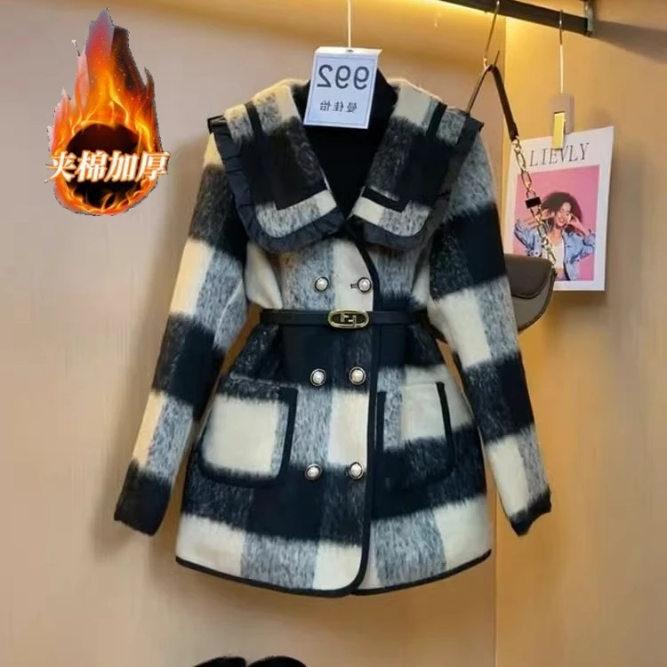 0165秋冬流行新款法式小香风女神范高级感超好看小个子格子外套女