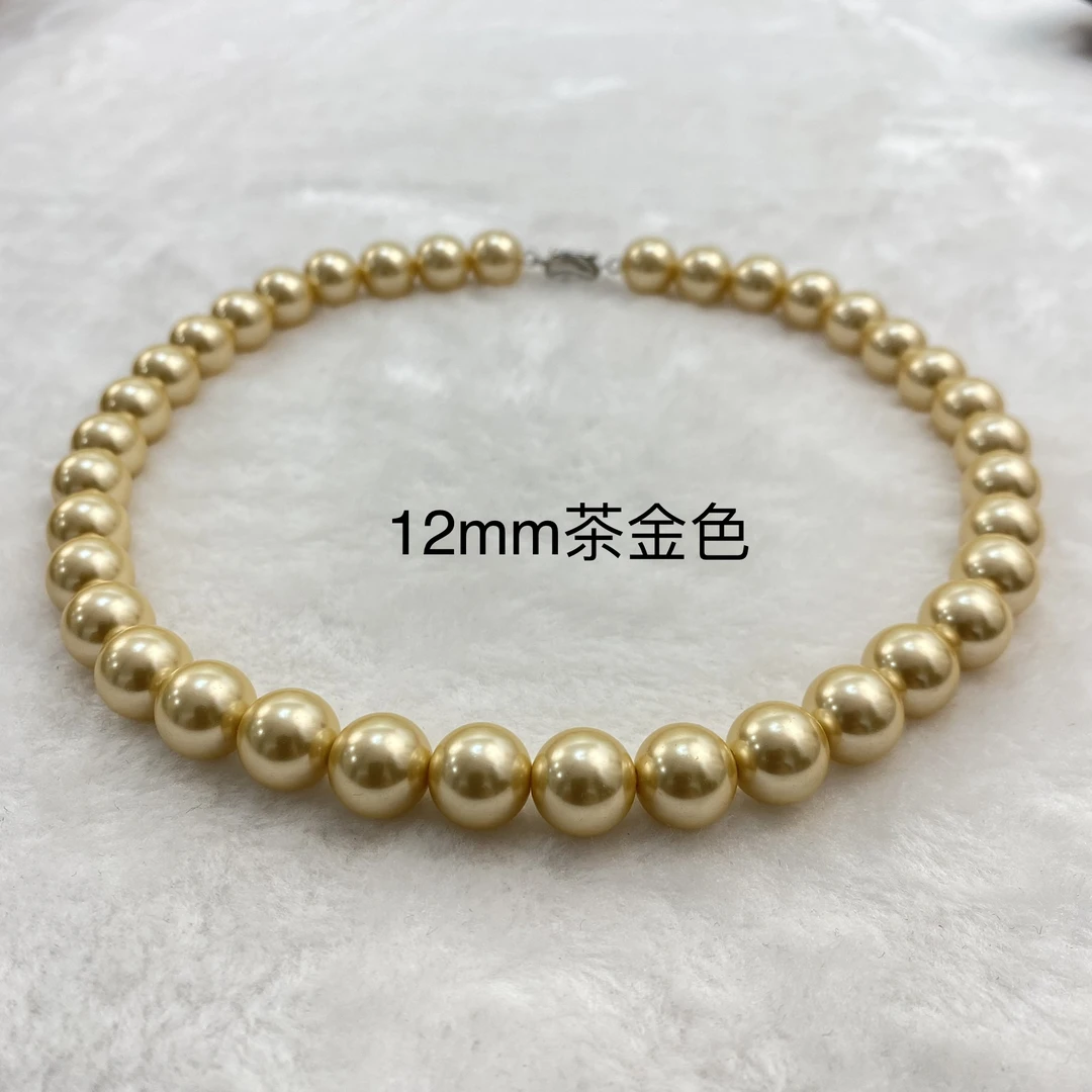 茶金色12mm正圆微瑕妈妈链XL345