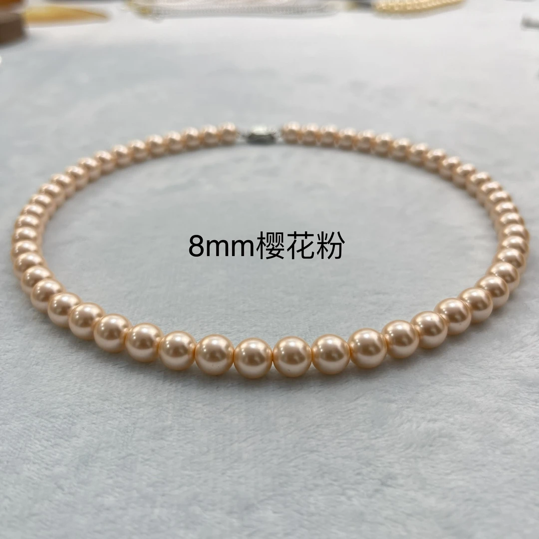 （单条福利）樱花粉8mm正圆强光贝珠妈妈链