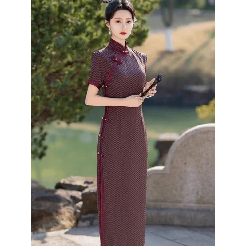 梦路 T381 夏季短袖 花火 裙长125 旗袍