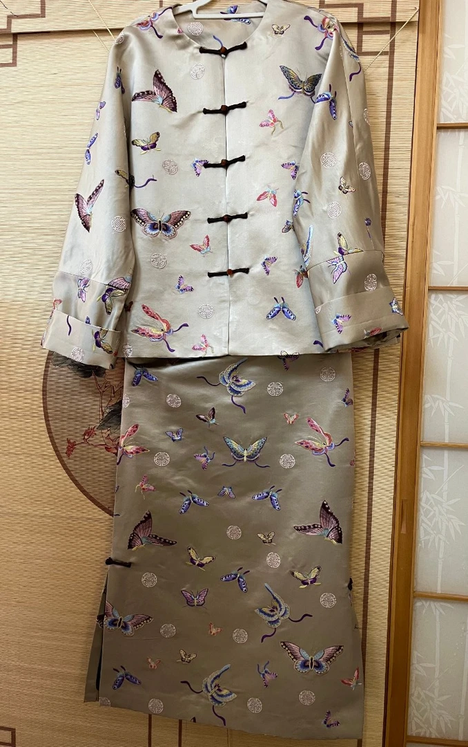 昱坤原创新款老软缎衣裙新中式时尚双层