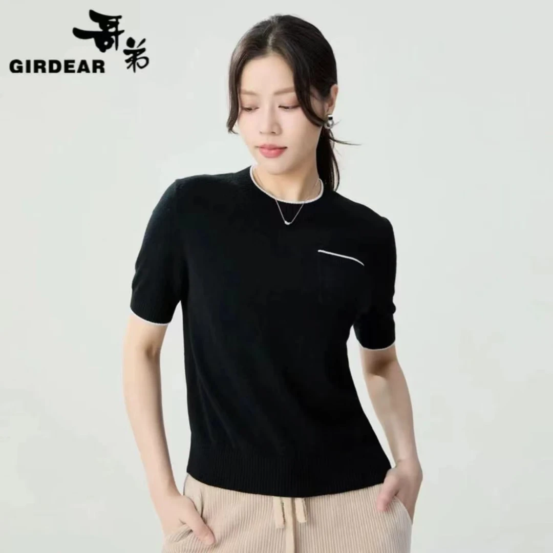 GIRDEAR/哥弟新款时尚百搭圆领套头山羊绒针织衫1399626