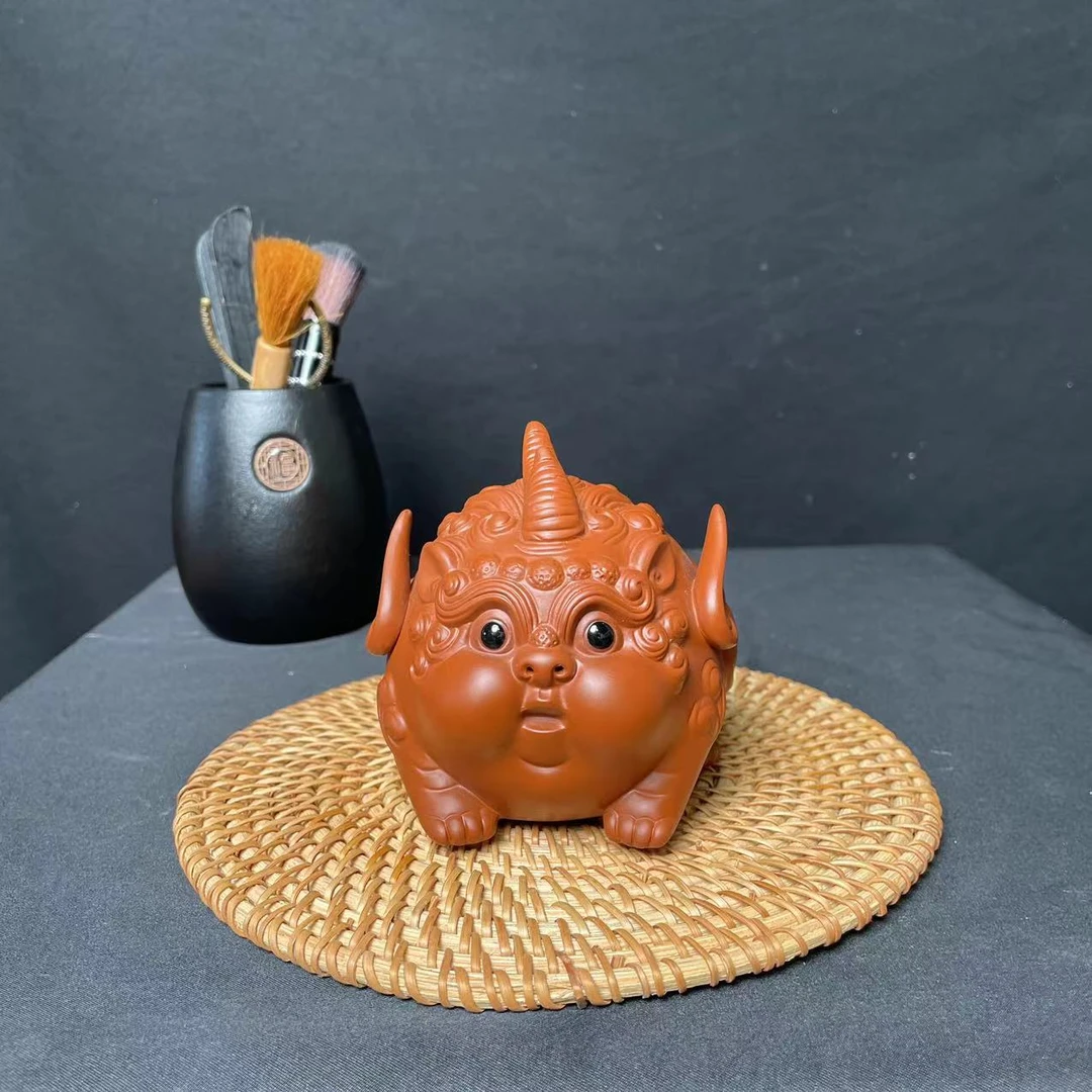 紫砂飞天貔貅茶宠摆件