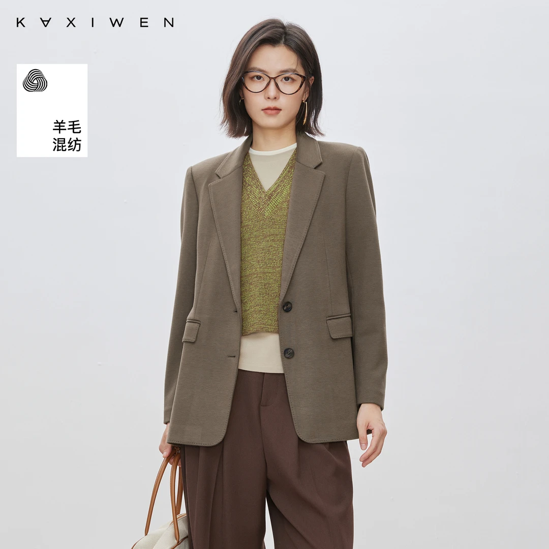 【爆款直降】西装上衣秋冬新款宽松复古通勤简约毛呢外套X09AAS8025