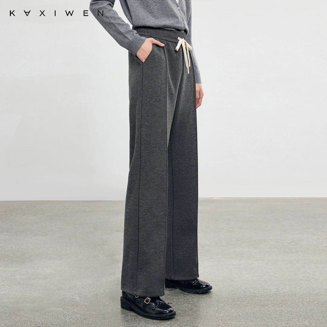 佧茜文加厚显瘦垂感宽松绒感糯米裤冬季时尚百搭休闲裤D11AKN9750