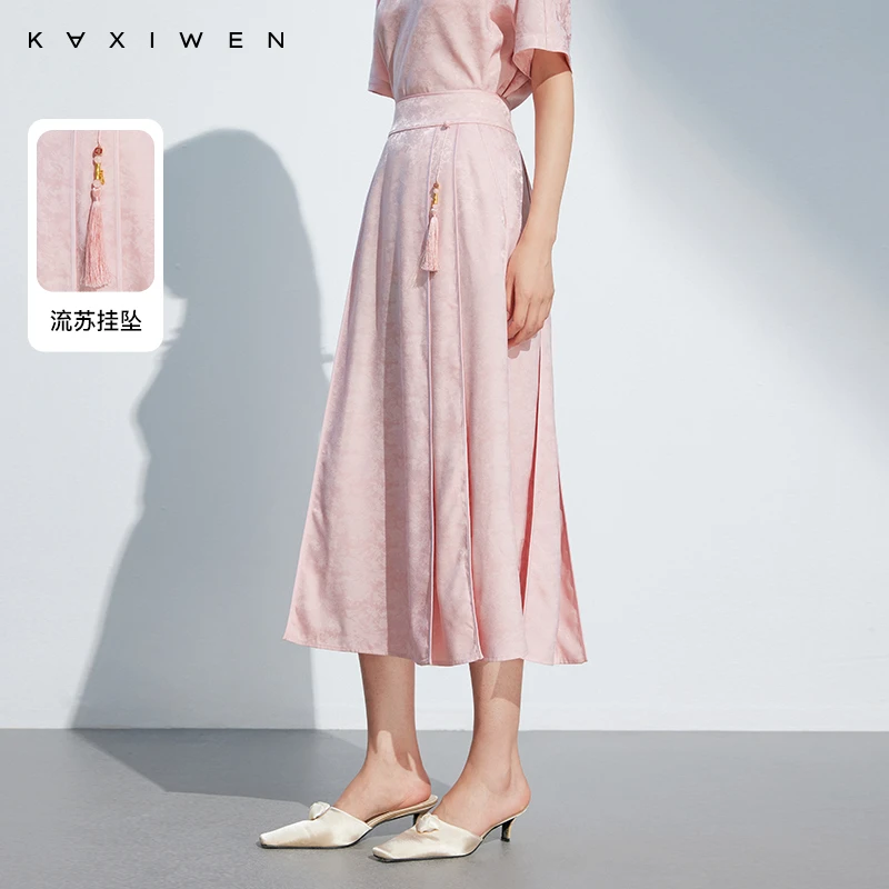 【佧茜文】气质高级提花褶皱马面裙夏季新款高腰国风裙子D04AQN6082