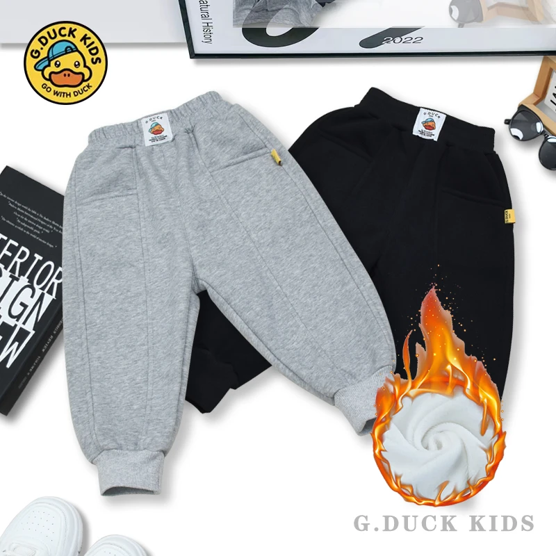 【小黄鸭】AD013加绒儿童冬款磨毛棉薄绒初冬百搭一体绒休闲卫裤