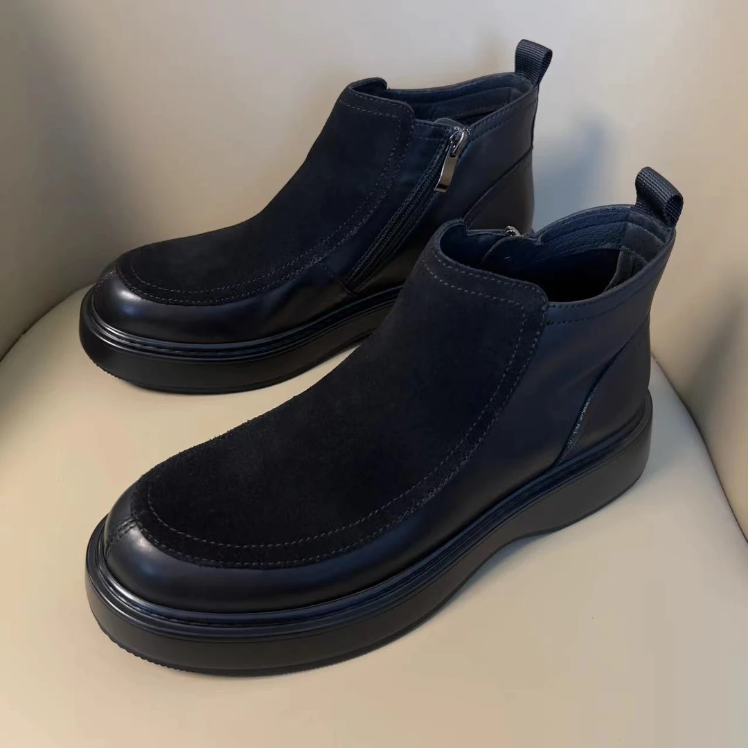 广州轻奢手工男鞋秋冬季新款单鞋切尔西短靴磨砂皮短靴062-13