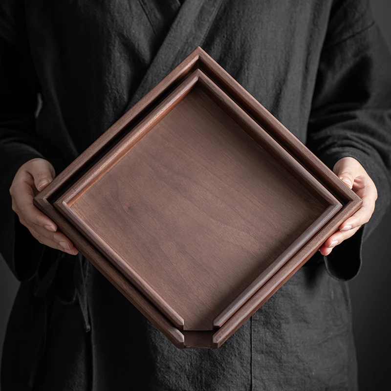 胡桃木分茶盒普洱茶饼盒托盘实木撬茶盘开茶盘赏茶盘评审盘茶托盘