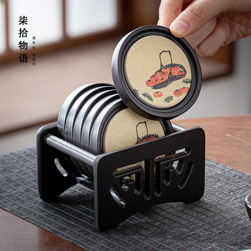 电木吸水杯垫茶杯托杯架家用创意功夫茶道配件隔热垫茶托套装简约