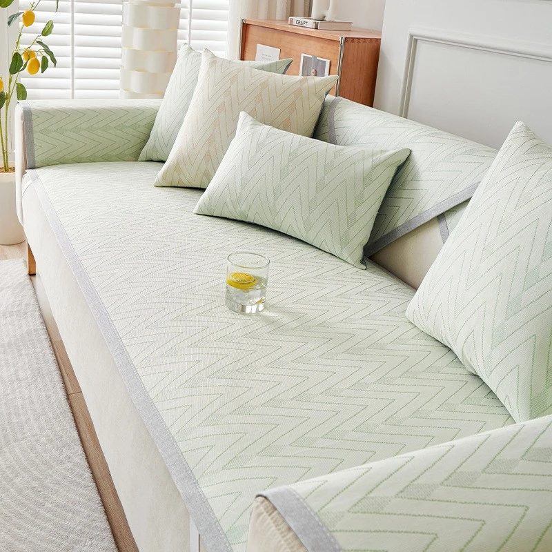 新款 夏之琴弦  夏季冰丝凉席沙发垫可水洗坐垫凉垫沙发套罩巾ins