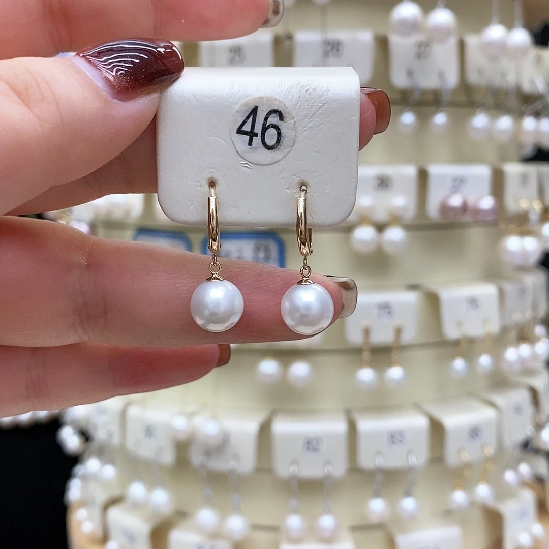 淡水珍珠耳饰18K金镶嵌