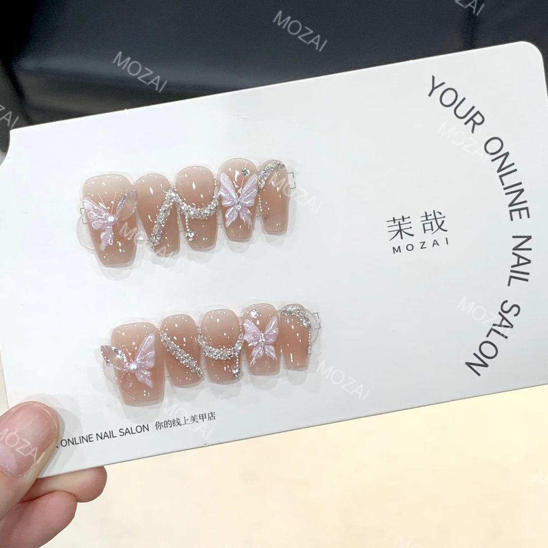 茉哉【月下轻舞】纯手工定制美甲拆卸穿戴甲A3138