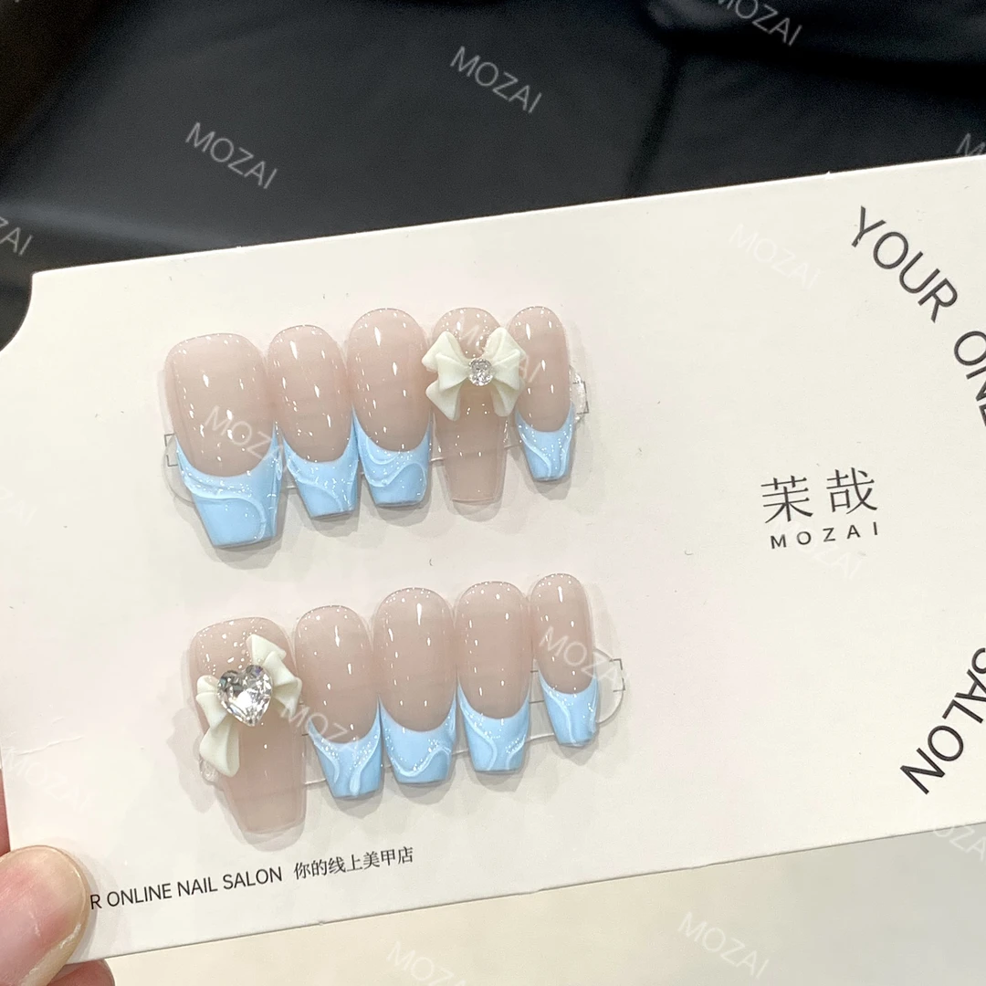 茉哉安妮【奶盐芝士】纯手工定制美甲拆卸穿戴甲A3158