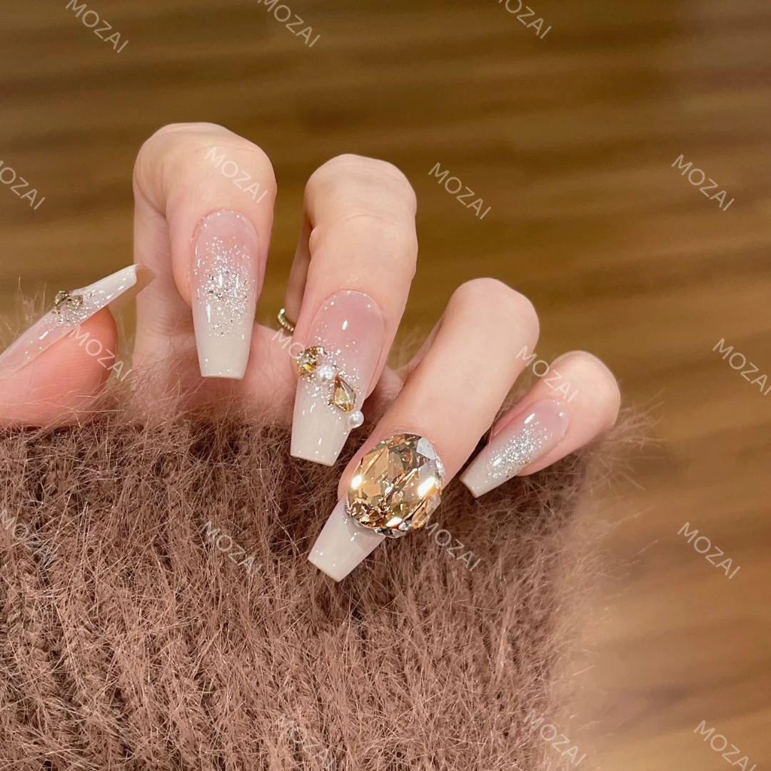 茉哉高定【施家华子/玉兰雪香】手工定制美甲可拆卸穿戴甲A2235