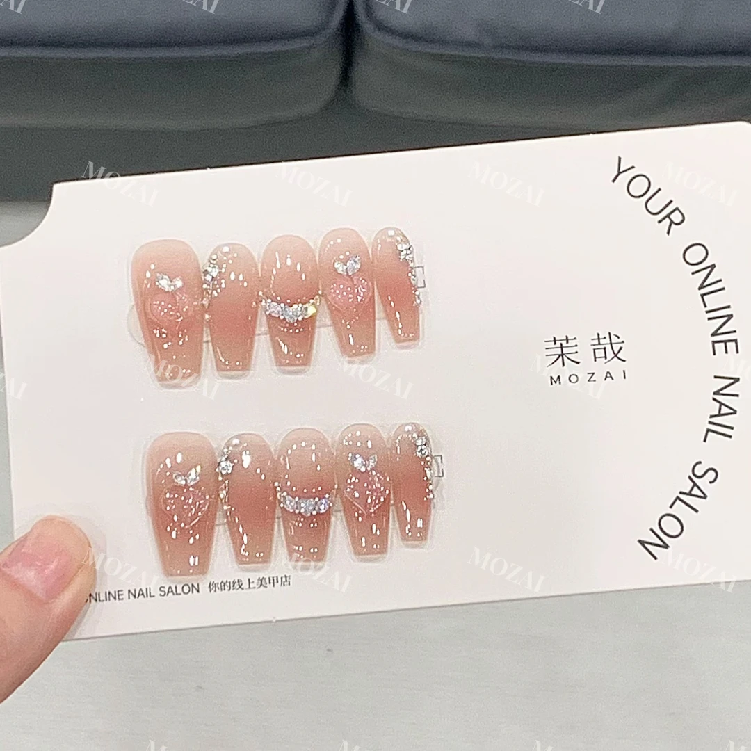 茉哉【白桃乌龙】纯手工定制美甲拆卸穿戴甲A3139m