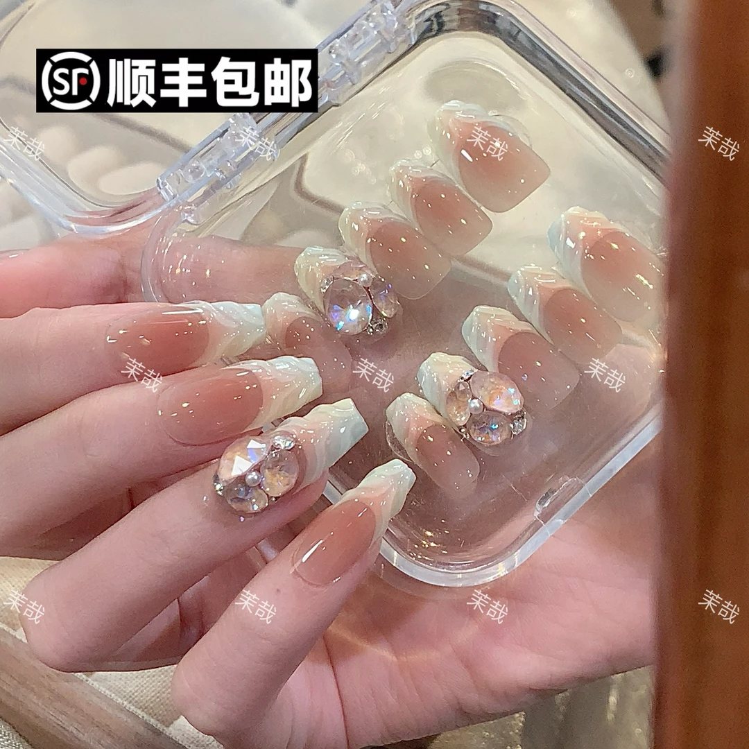 茉哉高定【施家全华/彩虹玛奇朵】(12甲)手工定制美甲穿戴甲A3243m