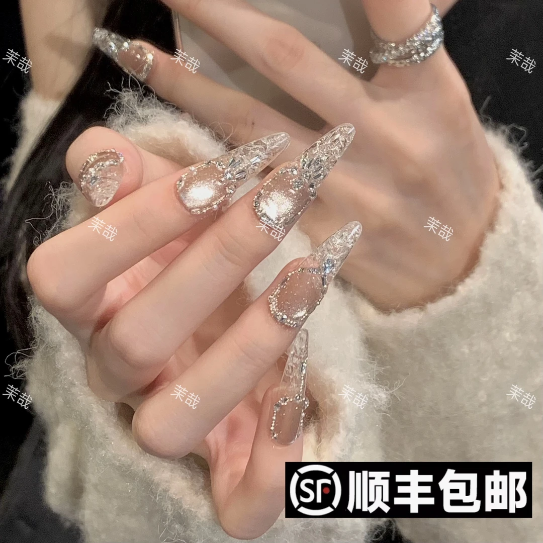 茉哉【暮雪流年】纯手工定制美甲拆卸穿戴甲A3377m