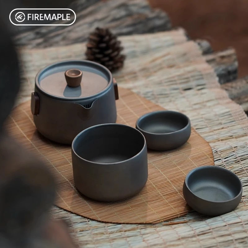 火枫一念泡茶器套装纯钛轻便携带可折叠收纳茶壶户外喝茶钛合金杯