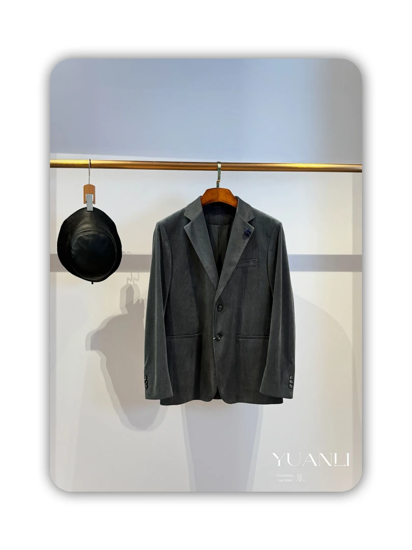 【824702-F】高奢男装 2024年秋冬季新款 男士简约灯芯绒手工西服