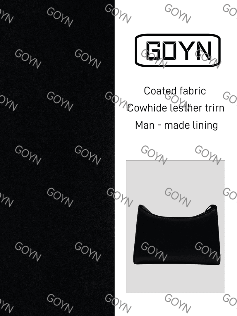 GOYN手工真皮女包黑门腋下包黑色 0171