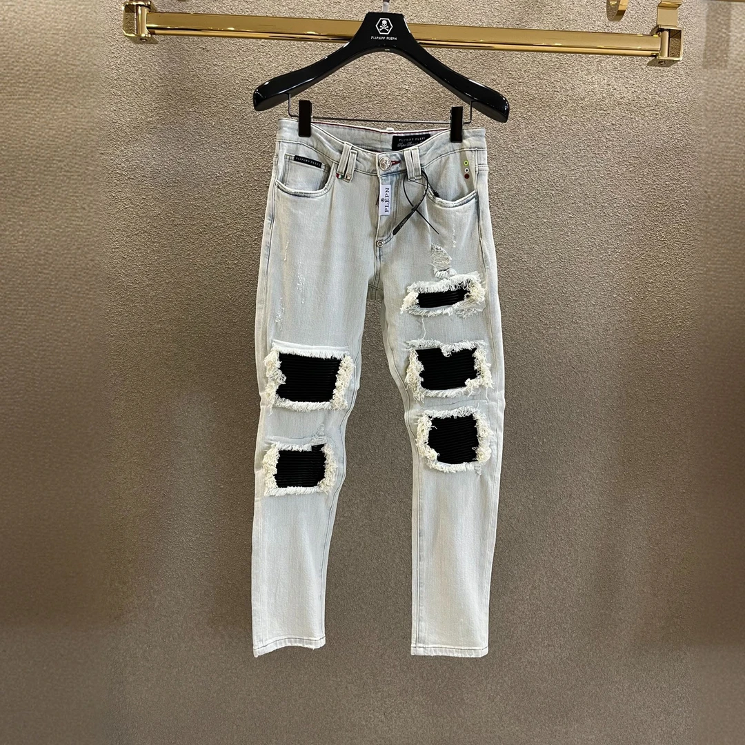 PLIPHPP PLEPN正品PP 秋季男士牛仔裤高奢潮流修身破洞设计 6622