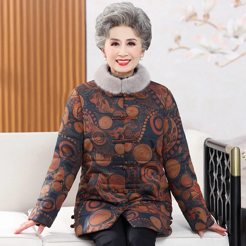 【棉衣浮力】妈妈高档棉服中老年人冬装保暖加厚外套奶奶唐装短款