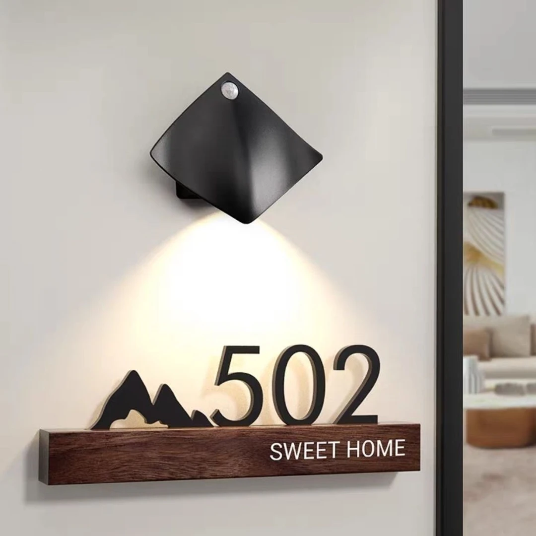 网红门牌号码牌家用安装入户简约实木门牌设计入户粘贴定制门牌号