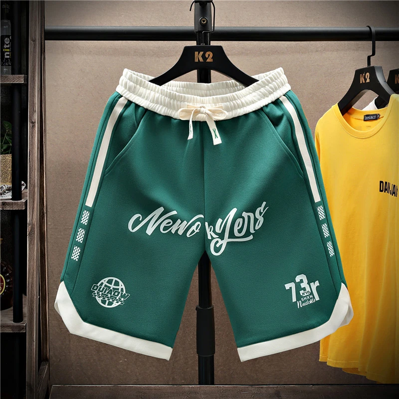 高档休闲短裤男夏季薄款宽松五分裤青少年学生潮流百搭直筒中裤子