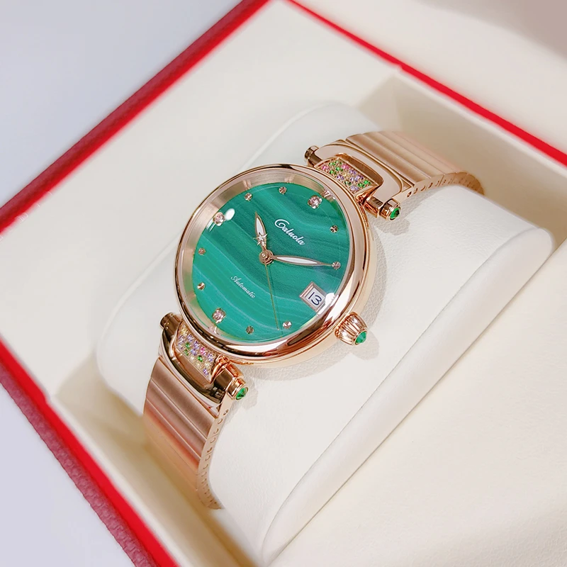名表推荐卡罗莱女表全自动机械表正品小绿表轻奢时尚女士手表1241