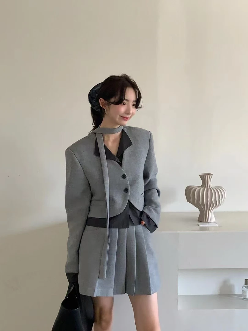 拼接领口设计款加棉套装时尚百搭气质