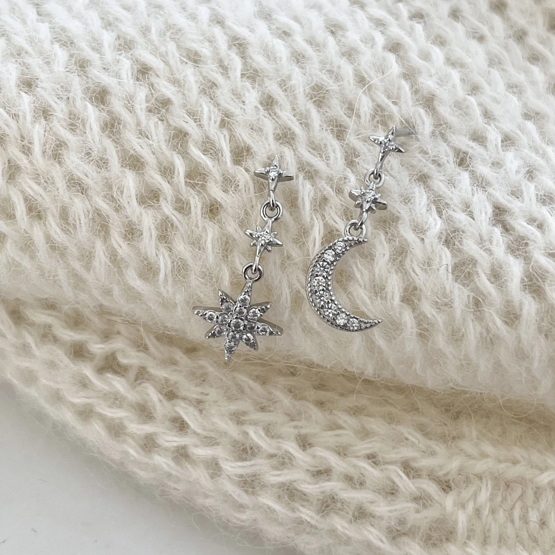 925银合成锆石耳饰 韩ins风时尚百搭气质简约雅丹 星月神话耳钉