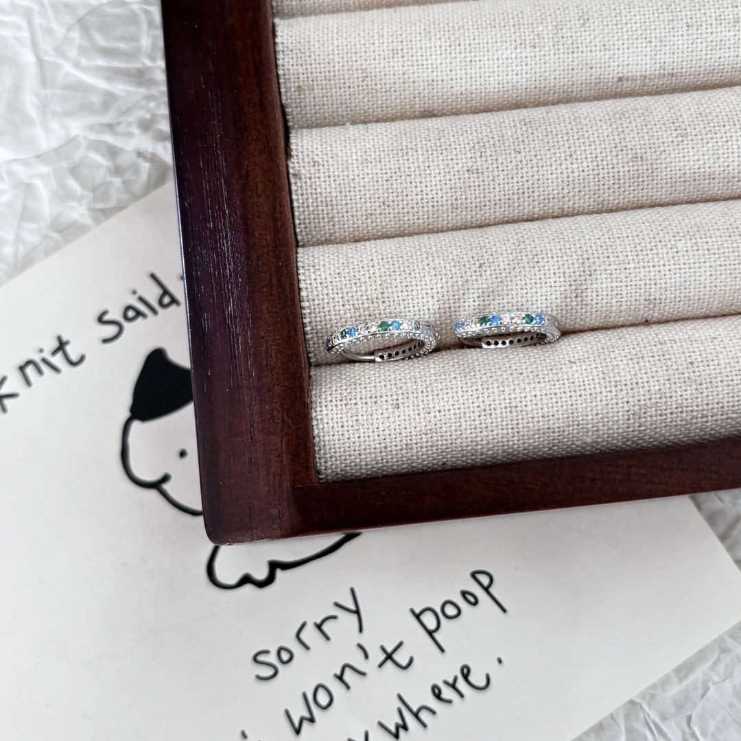 925银耳饰 韩国ins风时尚百搭气质简约 渐变马卡龙锆石耳扣