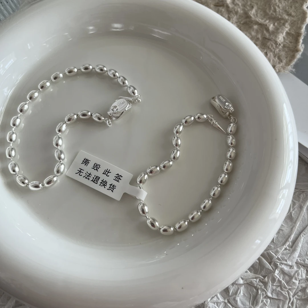 925银手链 韩国ins风时尚百搭气质简约 大米粒手链小众个性