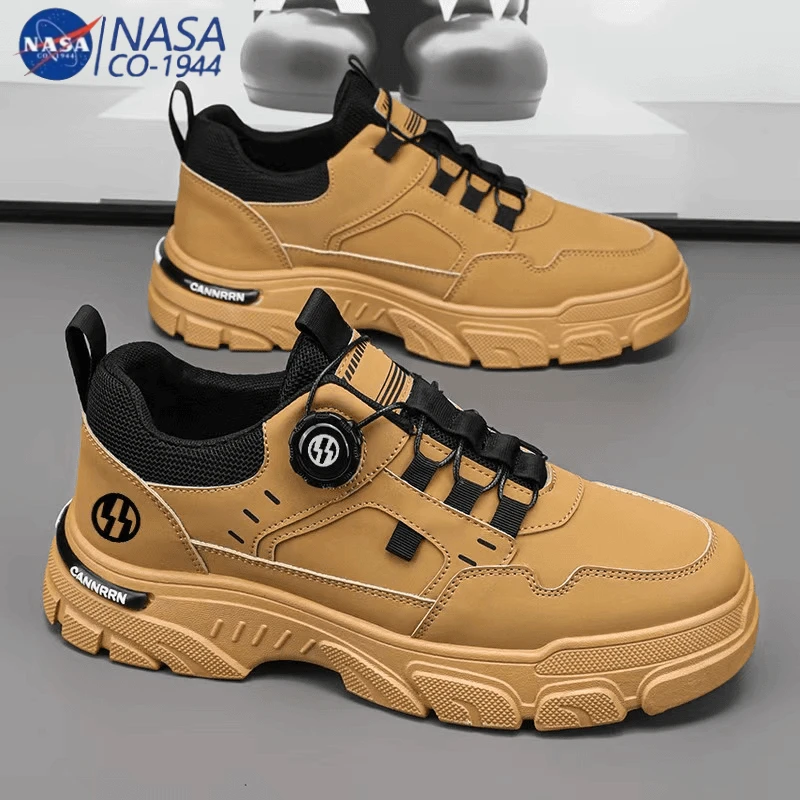 NASA联名春季男鞋2025新款工装鞋大黄马丁靴男士厚底防滑休闲板鞋
