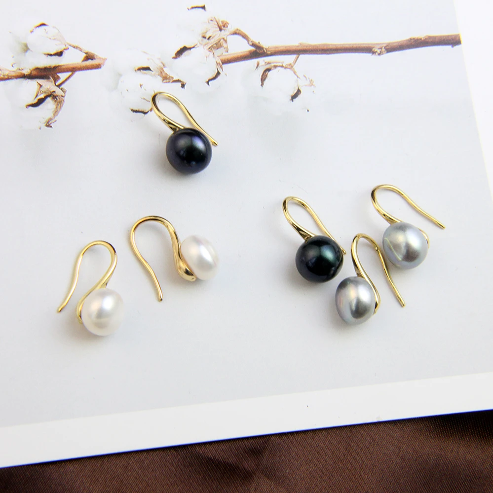 天然淡水珍珠耳钩镜面强光925珍珠法式珍珠耳钩高跟鞋简约耳钉