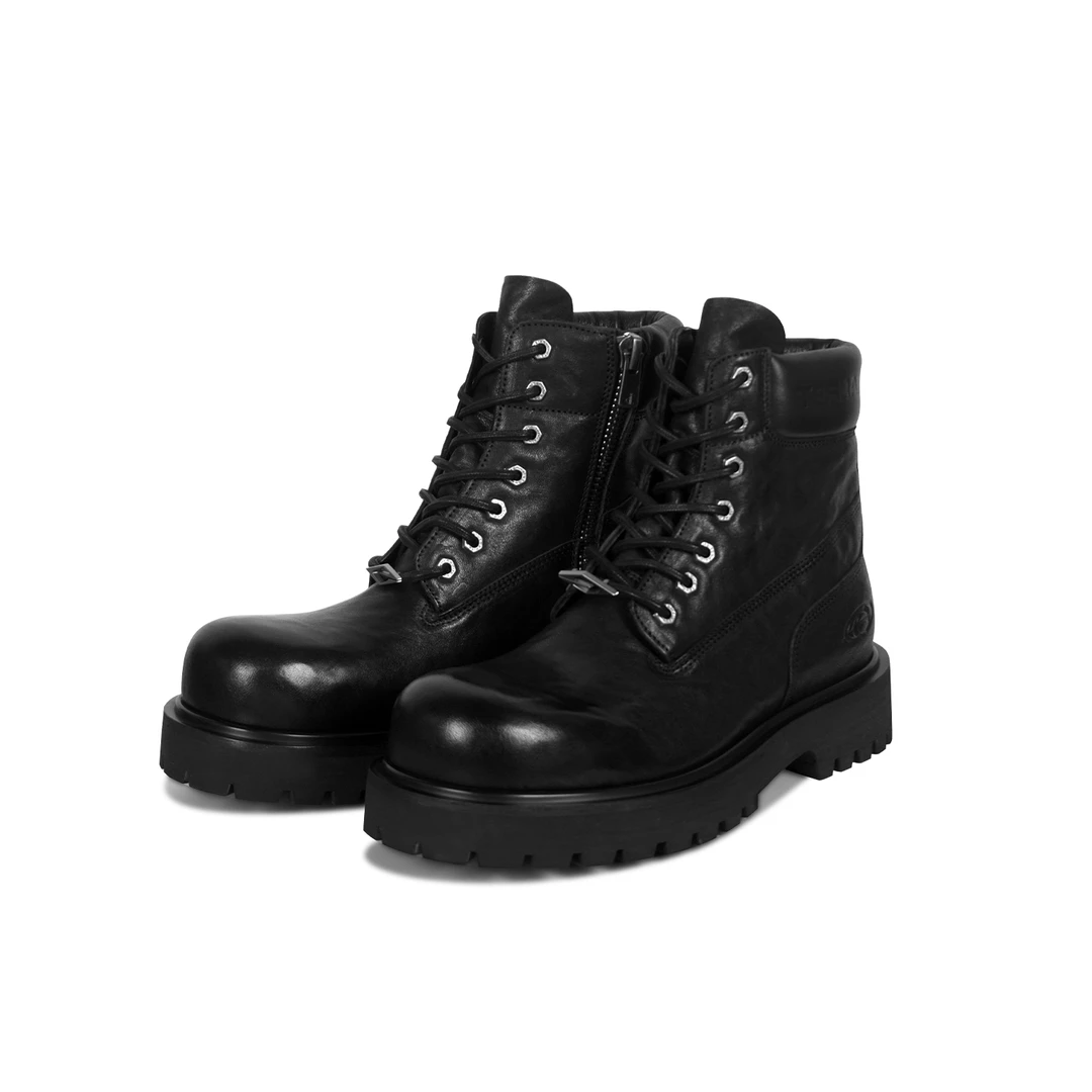 TERRAINCOGNITA黑色卡比龙马皮厚底增高大黄靴户外通勤马丁靴男女